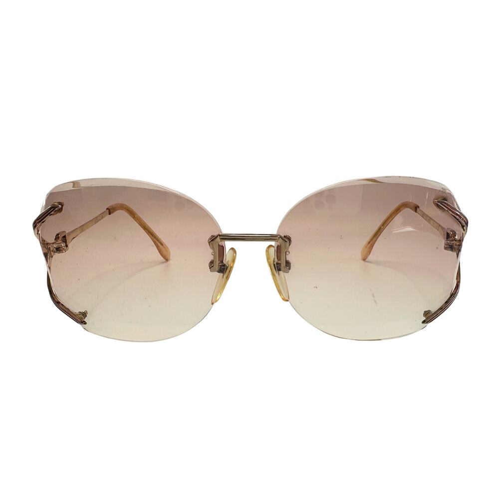 YSL - Yves Saint Laurent Amber / Rose Colored Rimless Sunglasses with Case - Picture 6 of 16